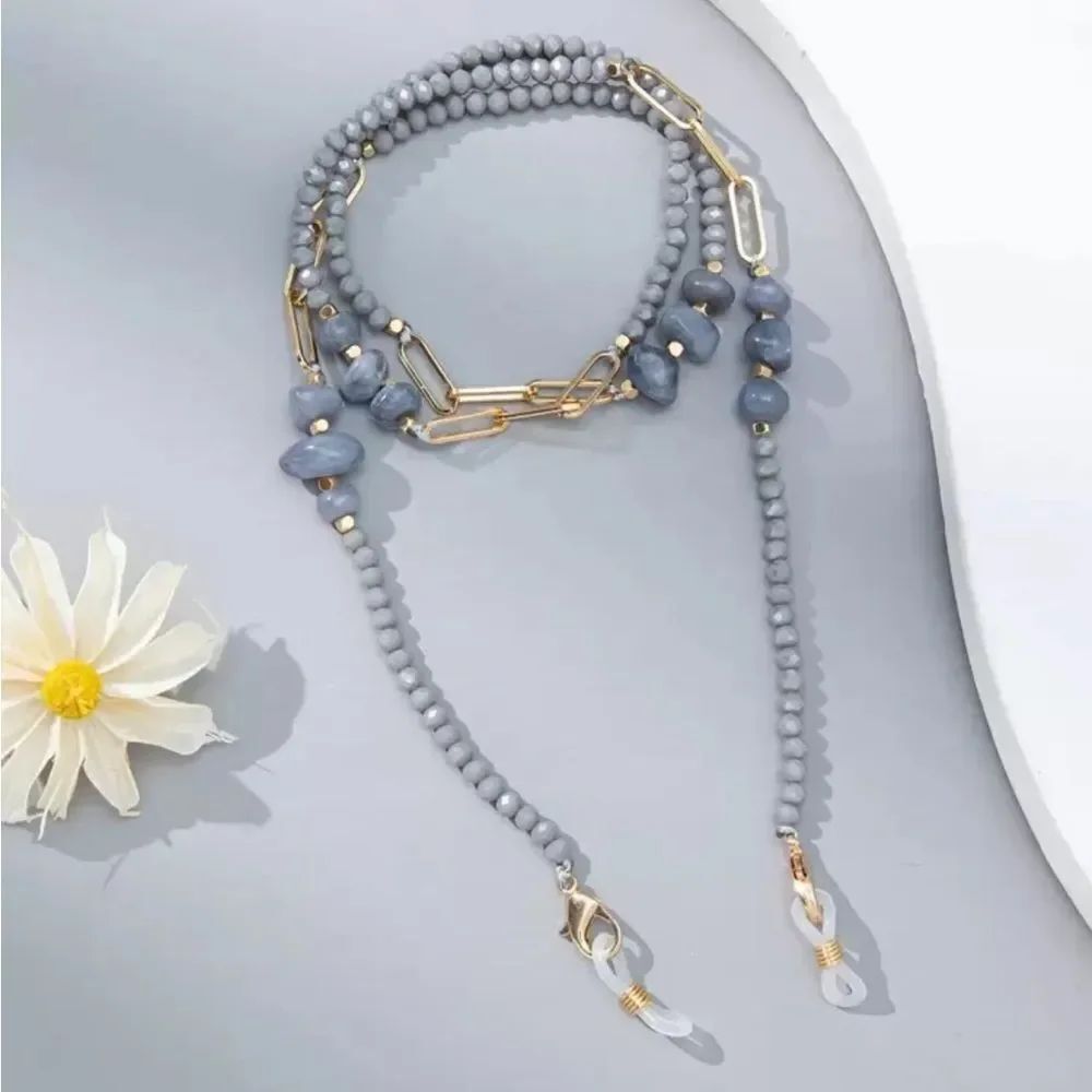 Gray Beaded Eyewear Chain A1668